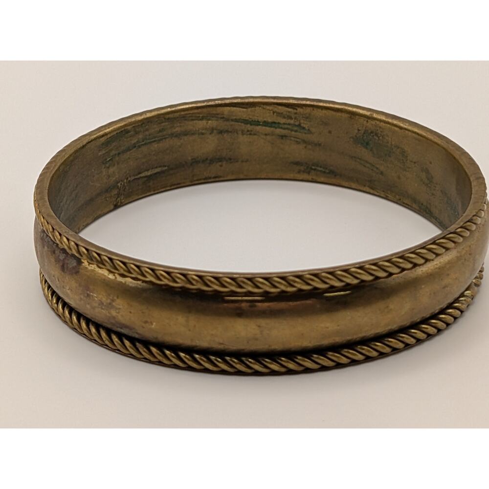 VINTAGE BOHO TRIBAL INSPIRED‎ BRASS BANGLE BRACELET 2 3/4"